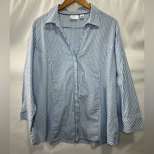 Riders by Lee Women’s Button Down Blue & White Striped Shirt Size 2X
